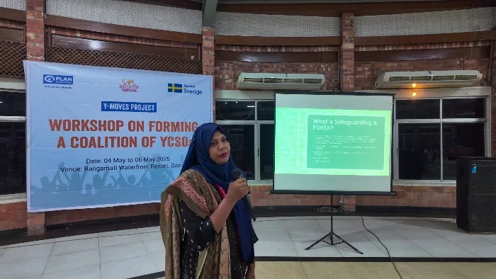 A facilitator speaking during the BYC coalition formation workshop.